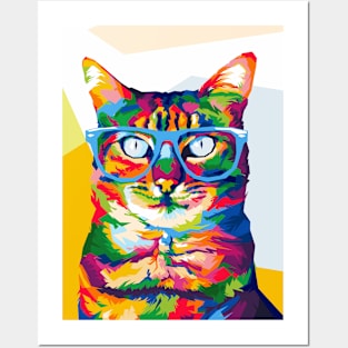 cat wearing glasses Posters and Art